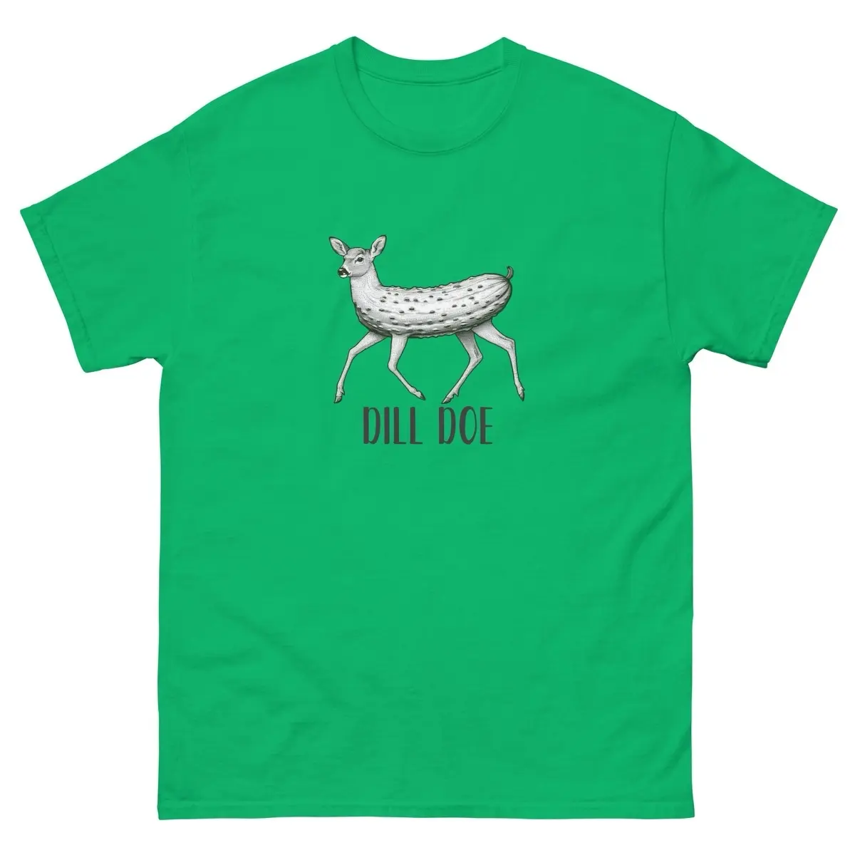 CaseOh "Dill Doe" Cotton Classic T-shirt - Loose-Fitting Men's Tee in Green with Dill Graphic Design - 100% Cotton for Structured Look & Comfort