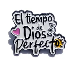 El Tiempo de Dios es Perfecto Pin For Caps And Clothing Enamel Badge Spanish Christian Quote Faith