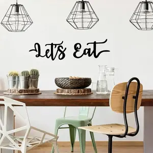 Let's Eat Letter Pattern Metal Sign, 2 Counts/set Rustic Metal Wall Decor, Stylish Kitchen Decor for Dining Areas, Perfect for Home