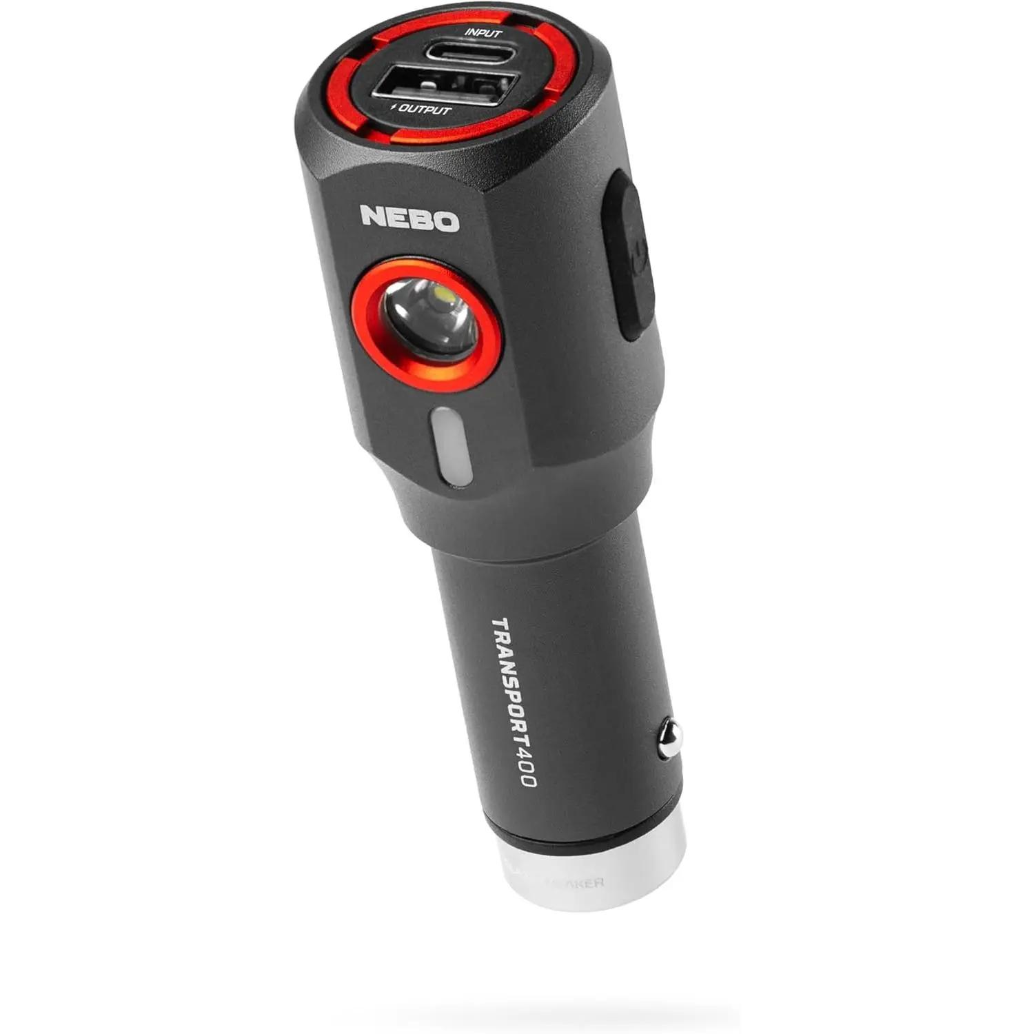 TRANSPORT 400 2-In-1 Car Charger & Flashlight |   400 Lumens, 6 Light Modes, Compact LED Light, Magnetic Pocket Clip, Waterproof, Emergency Glass Breaker, 12V DC or USB-C Rechargeable