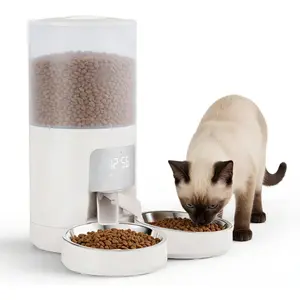 6L Automatic Cat Feeder with Dual Power Supply – Programmable Pet Food Dispenser for 2 Cats, 2 Bowls Included, Voice Recorder & Portion Control, 6 Meals per Day, Dry Food