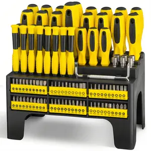 100-Piece Magnetic Screwdriver Set with Plastic Racking, Includes SAE & Metric Hex Keys, Precision Screwdriver and Magnetizer Demagnetizer DIY Tools for Men Tools Gift