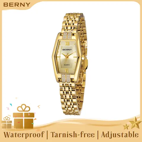 BERNY Gold Watches for Women Dainty Ladies Quartz  Bracelet Wristwatch All Stainless Steel Fashion Analog Waterproof Luxury Gold Watches for Women Bracelet Tools Included, Reloj de Mujer, Gift for Mom Wife Girl, Fall deals for you