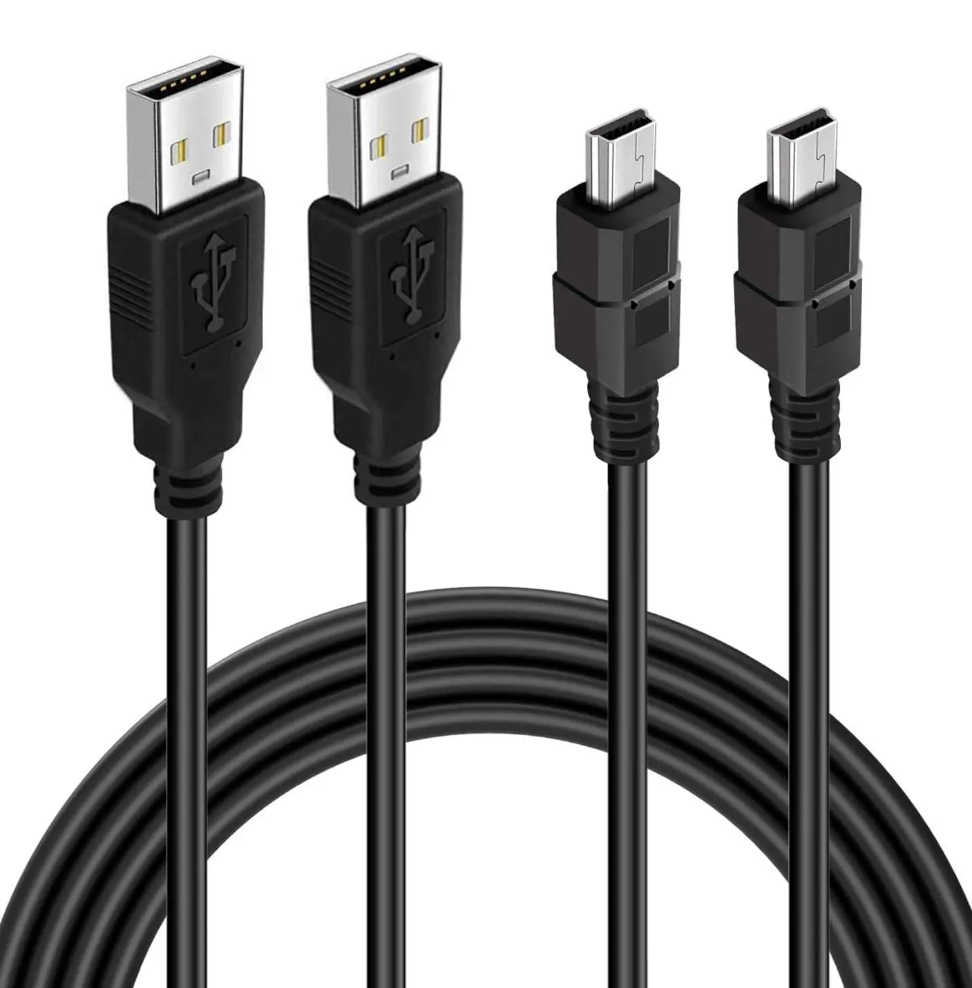 10ft Mini USB , 2 Pack 10ft USB 2.0 to Mini B Charger   Data Cord Compatible with PS3 Controller, MP3 Player, Digital Camera, Dash Cam, GPS Receiver