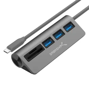 Sabrent USB-C 3.0 Hub 5-in-1 SD & TF Card Reader with 3 USB 3.0 Ports for MacBook Mac Windows XPS Surface