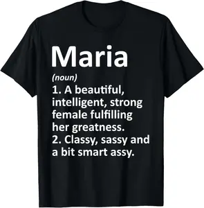 100% cotton Unisex MARIA Definition Personalized Name Funny Christmas Gift T-Shirt