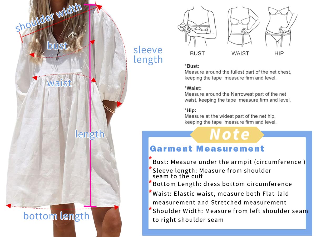Chouyatou Women's Summer V-Neck Puff-Sleeve Dress Cotton Short Vacation Babydoll Dress Chouyatou Women's Summer V-Neck Puff-Sleeve Dress Cotton Short Vacation Babydoll Dress