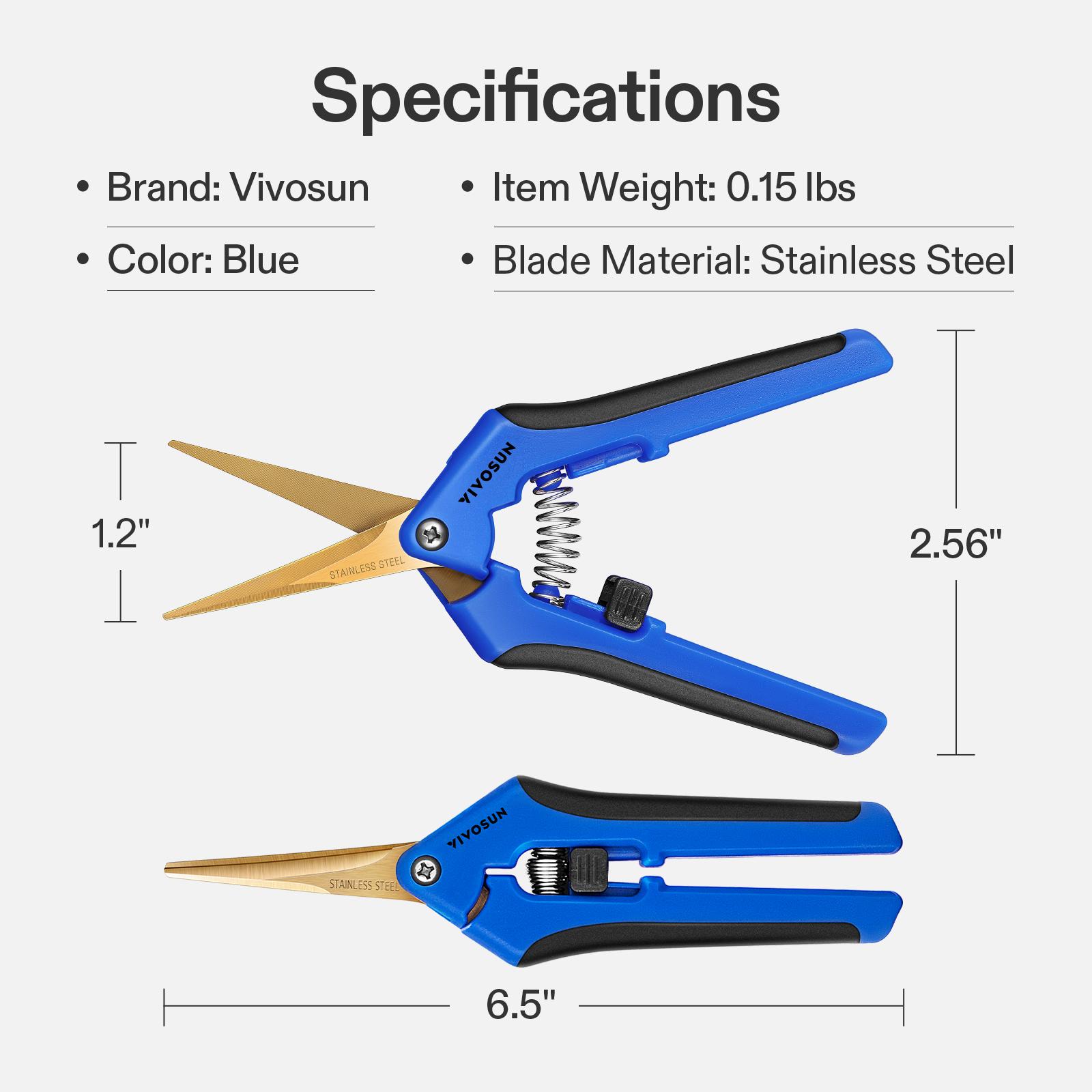 VIVOSUN Curved Gardening Scissors 6.5 Inch Hand Pruner Shear with Titanium Coated Blades 1-Pack