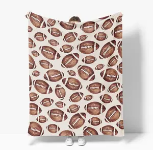 Horaldaily Football Flannel Blanket Throw, Football Soft Fuzzy Plush Cozy Fleece Blankets for Couch Sofa Bed Lounging, Ideal Gifts for Kids Adults Self, 50x60