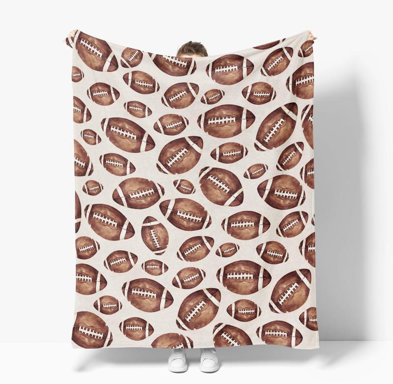 Horaldaily Football Flannel Blanket Throw, Football Soft Fuzzy Plush Cozy Fleece Blankets for Couch Sofa Bed Lounging, Ideal Gifts for Kids Adults Self, 50x60