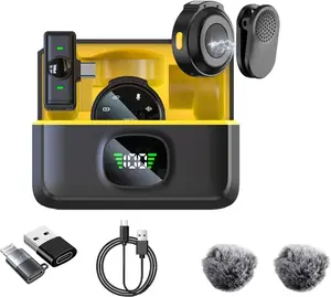 Aston Digital2 Pack Wireless Lavalier Microphone for iPhone 15 Android USB C iPad with Adapter Included Noise Cancellation Mini Lapel Mic for YouTube Recording Vlog Facebook Live Streaming Smartphone Vlogging Kit Audio Cable