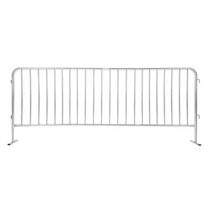Heavy Duty Interlinked Steel Barricade with Flat Feet Base - Galvanized Crowd Control Barrier - Indoor/Outdoor Event Fencing, Portable Safety Gate, 8.5/6.5FT