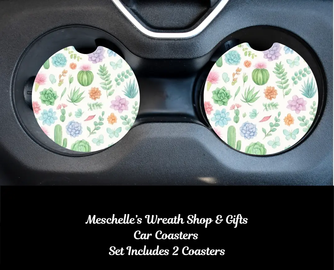 Cactus Car Coasters - Upgrade Your Car Interior with Stylish and Functional Car Coasters, Cactus Pattern