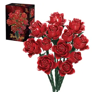 Dark Kiss Botanical Flower Bouquet Building Set: 548pcs Rose Flower Building Kit | Mother's Day & Valentine's Day Gift | Aesthetic Plant Decor Building Blocks for Adults