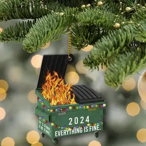 Personalized Name 2024 Dumpster Fire Christmas Ornament, Funny Dumpster Fine Decoration, Co-Worker Christmas Gift, Xmas Gag Gift