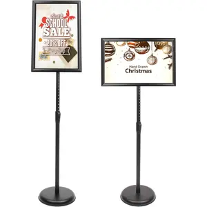 Sign Stand, Sign Holder Floor Stand with Heavy Duty Pedestal ,Adjustable Pedestal Poster Stand  Snap Frame for 8.5 x 11 Inch, Black