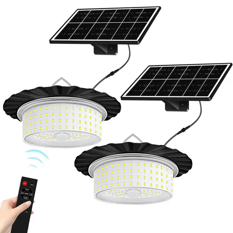 Summerwins Adjustable Solar Shed Pendant Light - Portable Outdoor 244-LED 360° Glow Waterproof Fixture with Remote Control & Auto Shut-Off, Solar Garden Lights for Barns, Backyards, Basements , solar outdoor lights,  pool lights