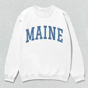 Maine Sweatshirt Collegiate Crewneck Sweater Unisex Blue Distressed