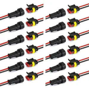 12 kit 2 Pin Way Electrical Wire Connector Waterproof Connector 2 Wire Connector 16AWG Male and Female Plug Quick Disconnect Connector for Car Truck