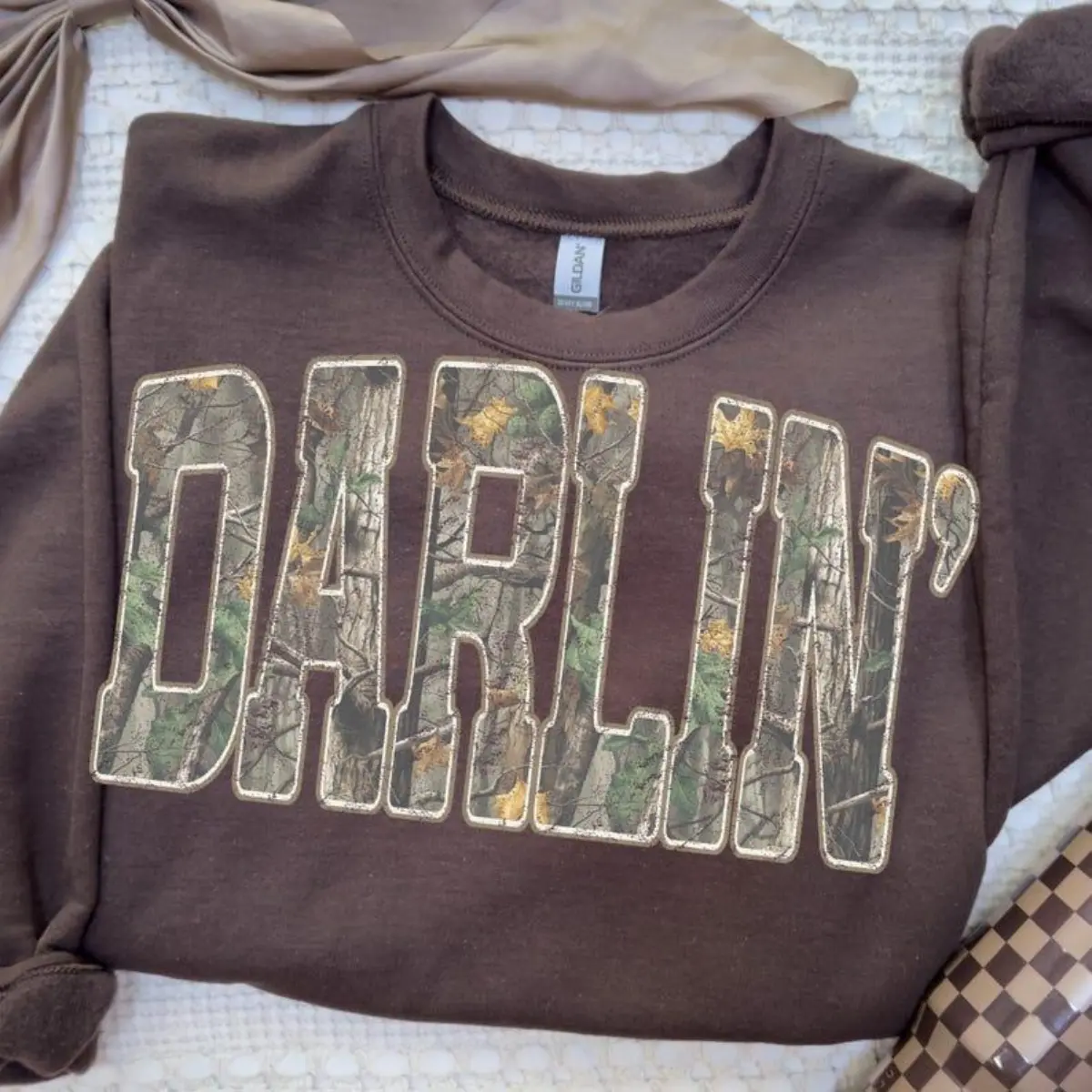 Retro Camo Western Sweatshirt, Darlin Retro Camo Country Distressed Cowboy Quote, Camouflage Sweater Western Concert Sweatshirt, Southern Sweatshirt