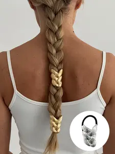 2-pack metal braided hair bands, Hair rubber bands, for women, elastic ponytail hair bands, non-damaging ponytail fixers, suitable for braided hairstyles, perfect hair accessories for Eid al-Fitr, parties, gatherings
