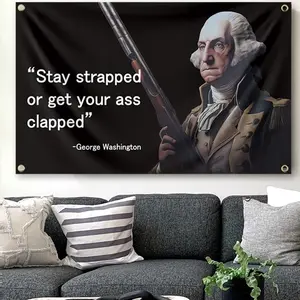 Funny Flag Stay Strapped Or Get Your Ass Clapped 3x5 Ft Flags For College Dorm Man Cave Wall Decoration with 4 Brass Grommet