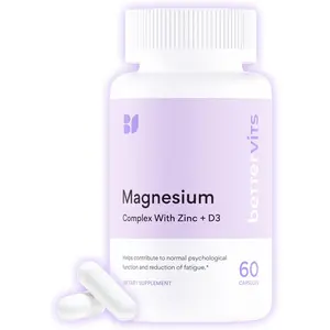 Magnesium Glycinate Complex with Citrate Malate Zinc and Vitamin D3 Supports Sleep Muscle Relaxation and Bone Health 60 Capsules