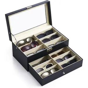 Sunglasses Organizer with 12 Slots, Multiple Eyeglasses Eyewear Display Case for Women Men