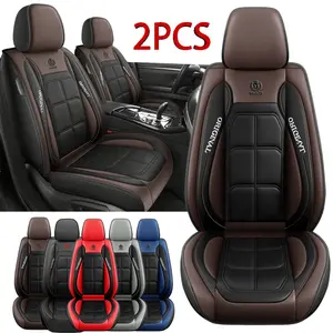 Luxury Waterproof 2PCS Car Seat Cover - PU Leather Full Coverage Protection for Driver & Passenger Seats - Stain & Scratch Resistant - All Seasons Use