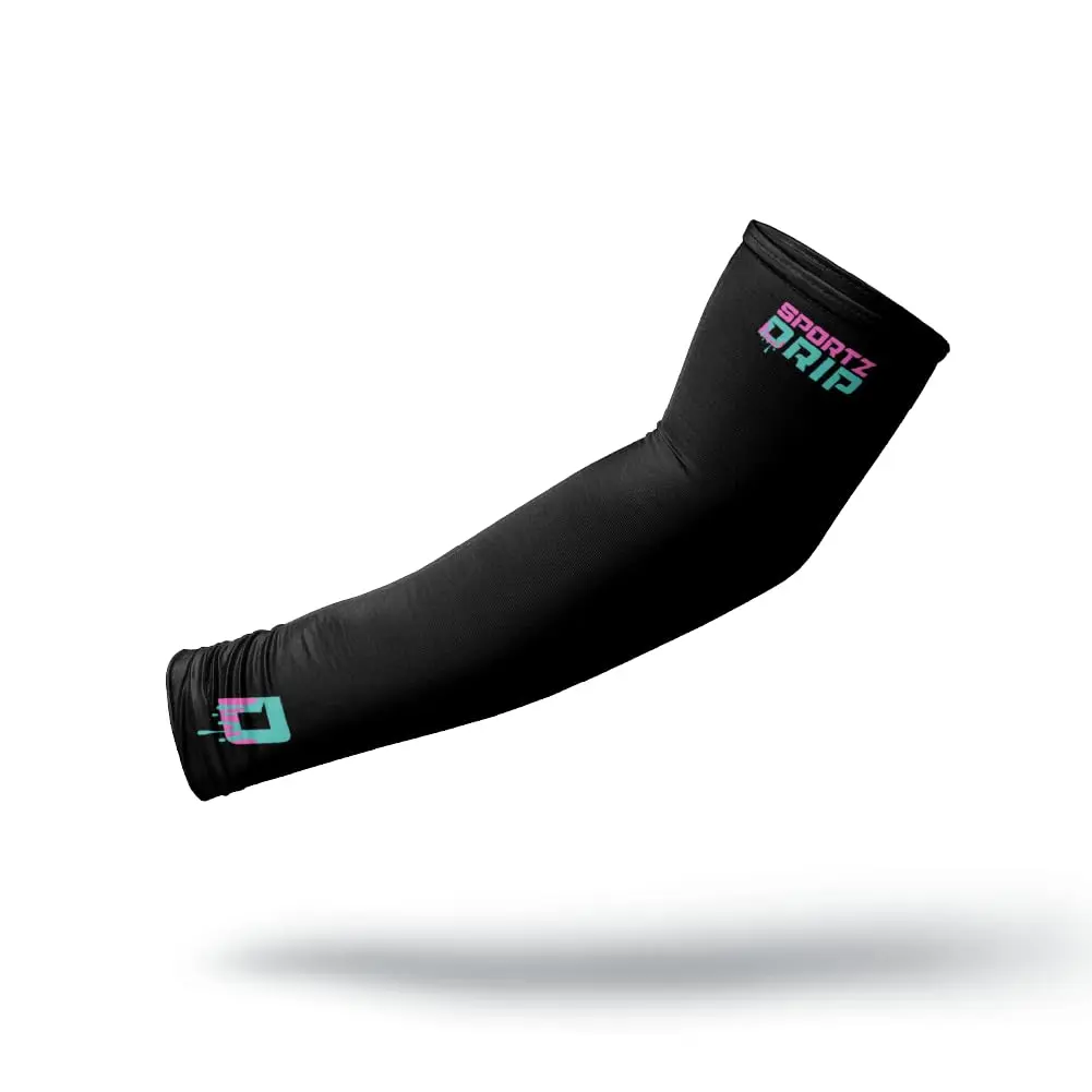 Sportz Drip Youth Upper Arm Compression Sports Sleeves - White & Black, XS/L/XL Sizes, Moisture-Wicking, 4-Way Stretch, Advanced Fabric Technology, Drip Design for Baseball