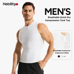 Nebility Men’s Compression Tank Top – Slim Fit Muscle Shaping Gym Shirt, Breathable & Sweat-Wicking Sleeveless Workout Vest for Training, Running & Fitness