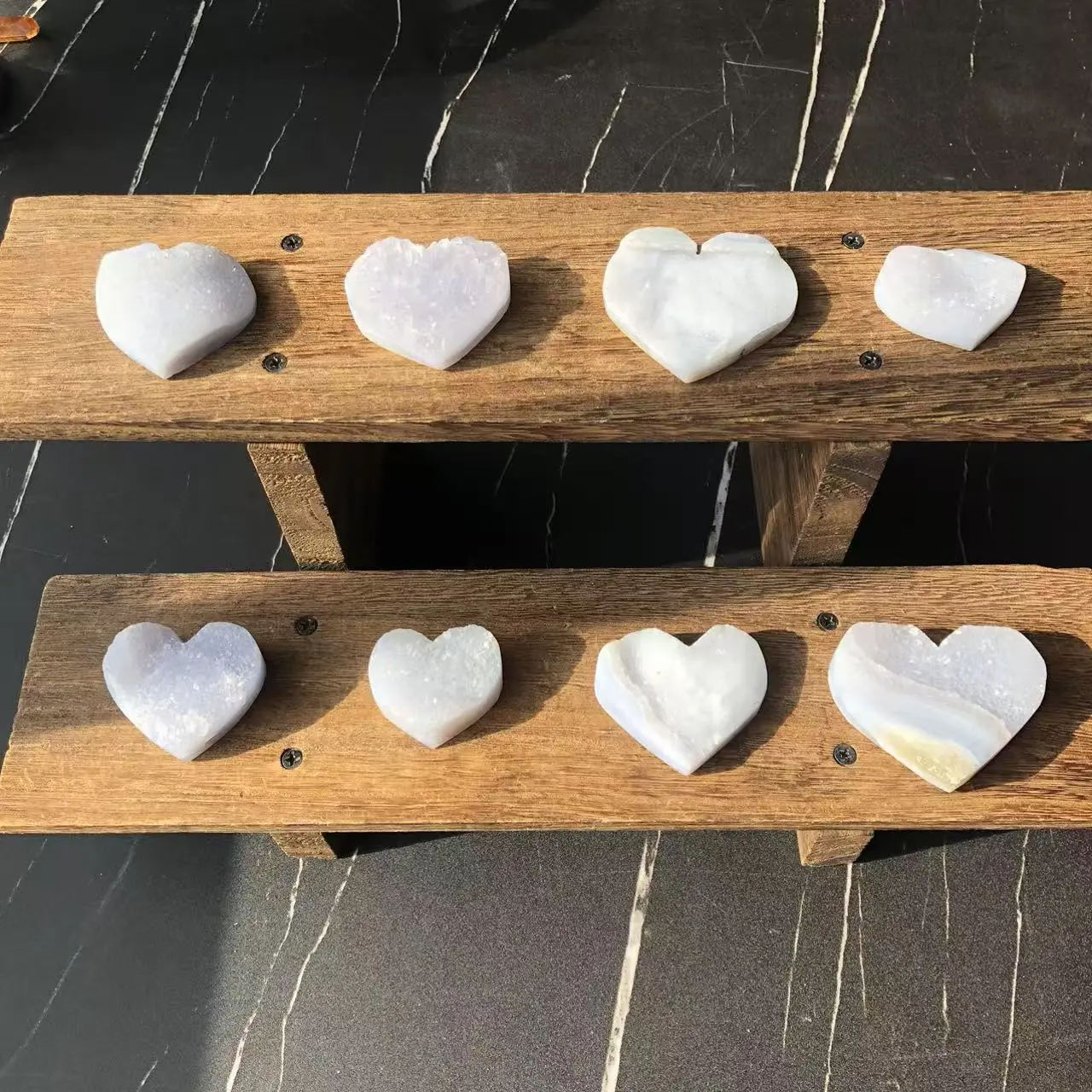 Natural Crystal Blue Lace Agate Druzy Heart Collection
