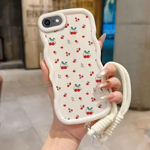 1 Piece 16E Bow cherry Fashion Ready Flexible For iPhone 16E Case Cover With Anti-Fingerprint And Bracelet
