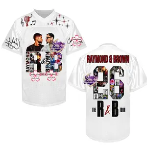 U and Brown R&B Tour 2026 Baseball Jersey, Raymond Brown Concert Back Print, Breezy Brown and U Raymon and Brown R&B Tour Football Football Jersey, Cotton Top Menswear Womenswear.