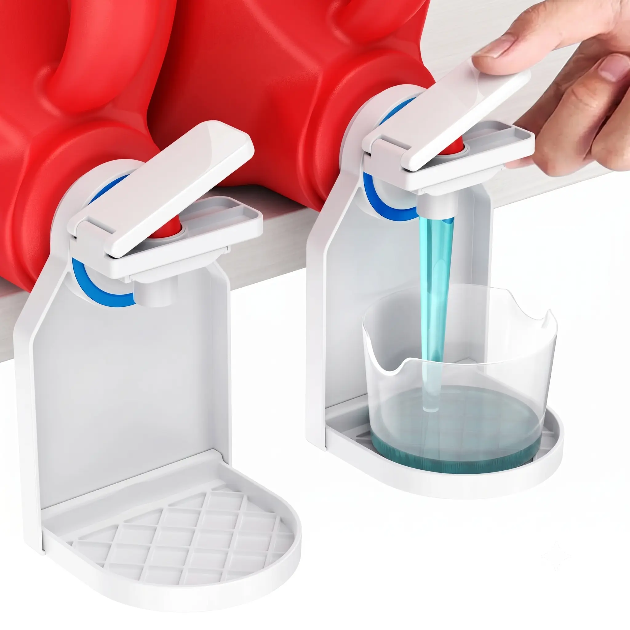 Laundry Detergent Dispenser Cup Holder,Nozzle Upgraded Labor-Saving Switch Easily No More runny or Messy Laundry Detergent, Laundry Cup Holder and drip Tray Room Organization and Storage