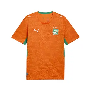 PUMA Mens Côte D'ivoire Home Crew Neck Short Sleeve Jersey Casual - Orange