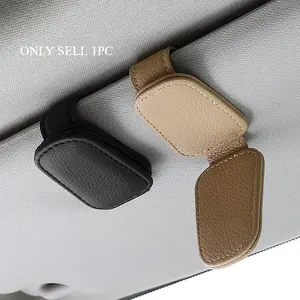 Car Sun Visor Sunglasses Holder, 1 Count Magnetic PU Leather Sunglasses Holder & Bill Card Holder, Car Organizer, Car Storage Organizers, Universal Car Interior Accessories