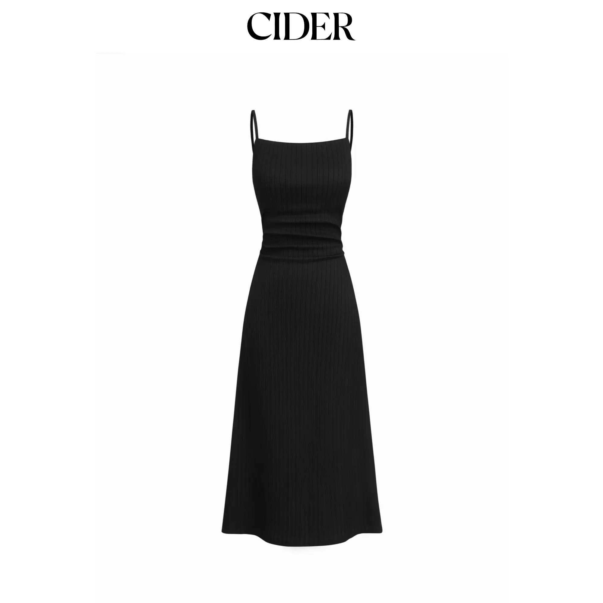 Cider Women's Square-Neck Ruched Midi Slip Dress