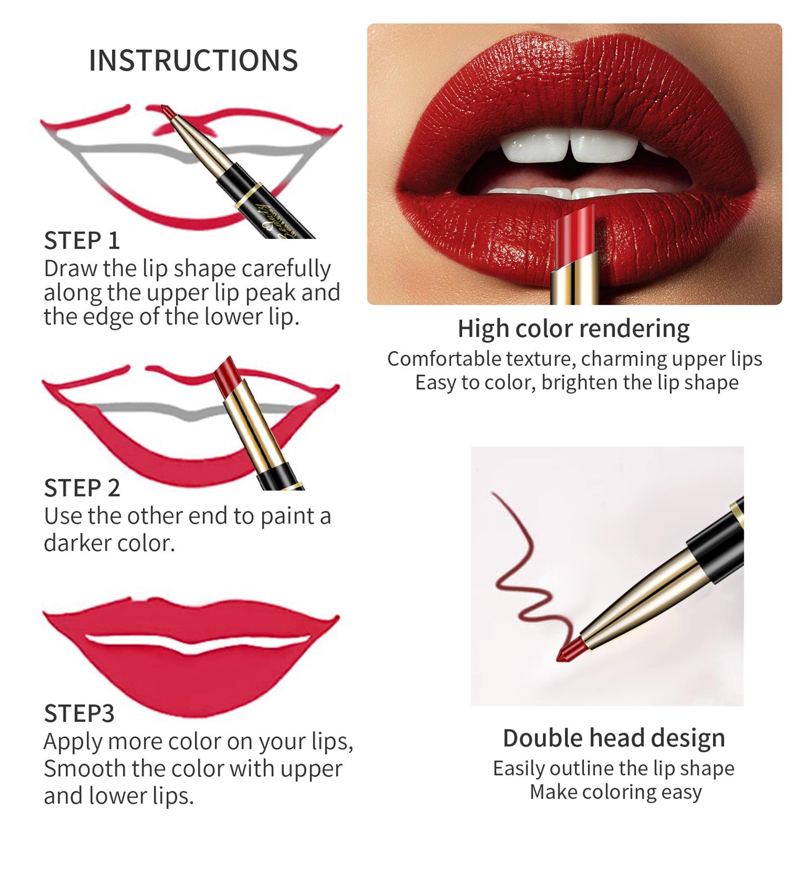 2-in-1 Matte Lipstick & Lip Liner Pen, Creamy Smooth Texture with High Pigment, Lip Duo for Defined Lips and Full Color, for Daily Wear and Parties