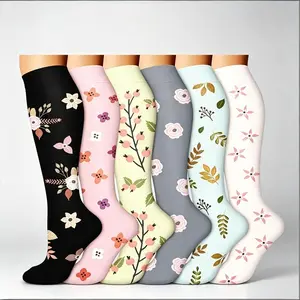 6 Pairs Compression Socks for Men & Women Knee High Nurse Pregnant Running Medical and Travel Athletic