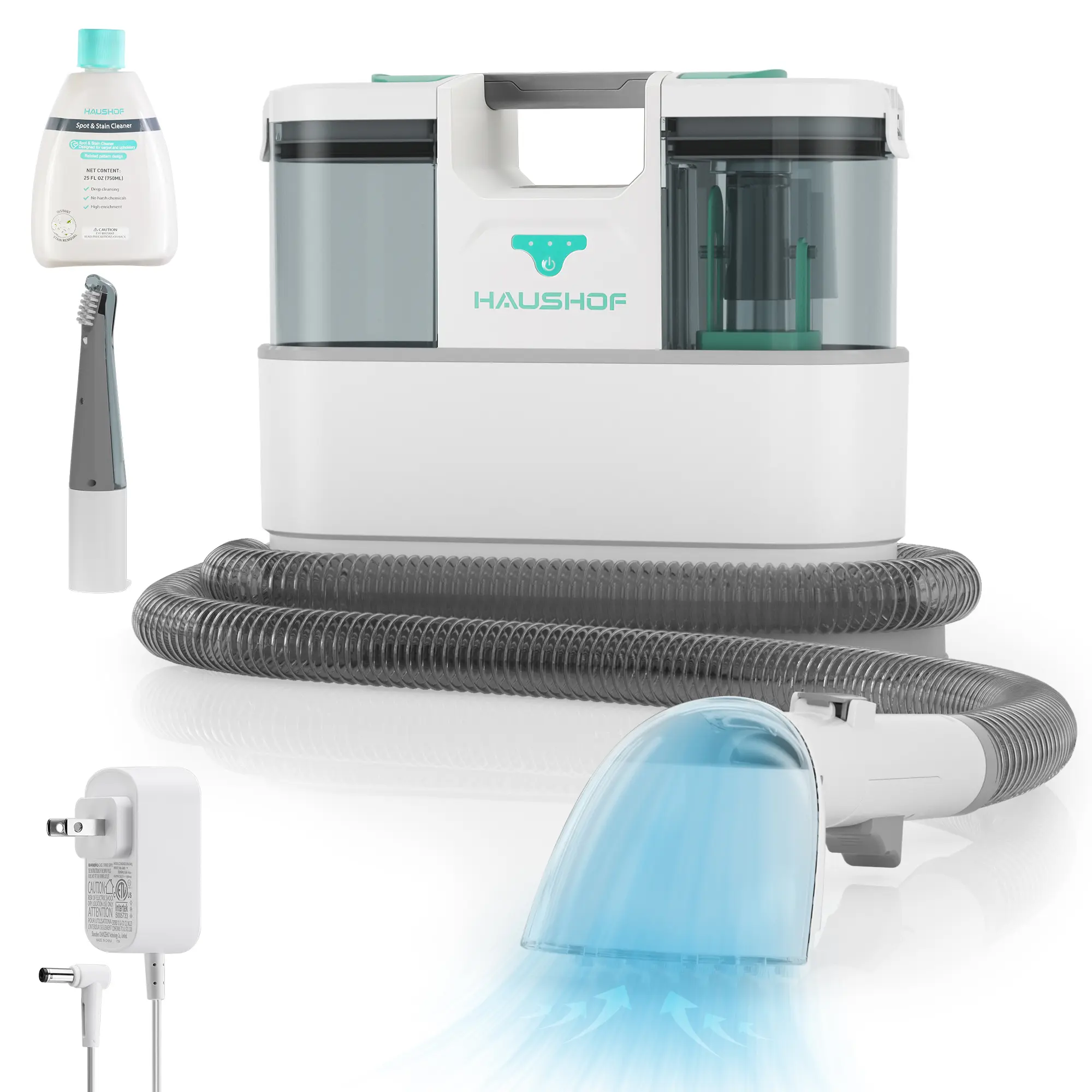 #fathersdaygift HAUSHOF Cordless Carpet & Upholstery Cleaner, Lightweight Deep Fabric Cleaner Machine with Brushless Motor & Powerful Suction for Pet Stains, Couch, Rug, Car Seats, Spot & Stain Cleaner Included