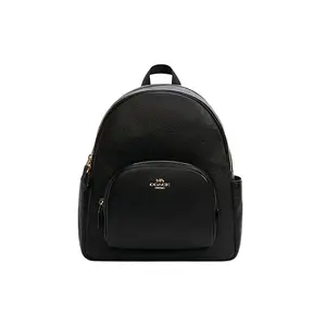 COACH Court 27 Leather Backpack with Zipper Closure for Women in Black