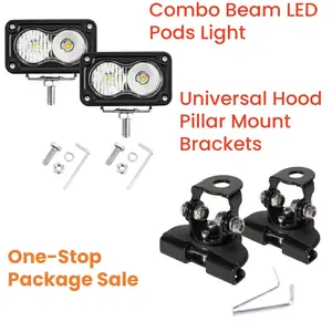 ford explorer headlights 2 inch 40W Combo Beam LED Off Road Work Light Pods Small LED Backup Lights Rear Bumper Ditch Lights Fog Light Pods with A-pillar Universal Adjustable Mounting Bracket