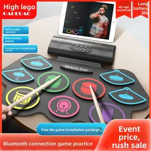 Portable Foldable Hand-Cranked Electronic Drum for Adults Beginners Jazz Children's Drum Set Practice Tool Percussion Drum Game electronic drum