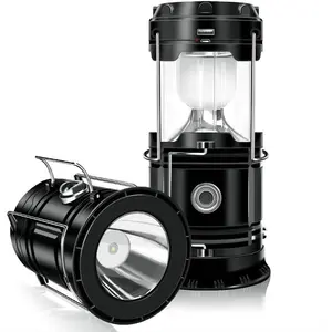 2 count Portable Solar Rechargeable LED Camping Light,with USB  Port,Suitable for Hiking,Night Fishing, Use