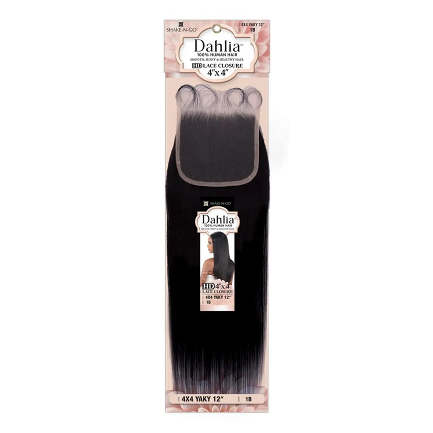 Shake-N-Go Human Hair Weave Dahlia HD Lace Closure 4X4 Yaky 12"