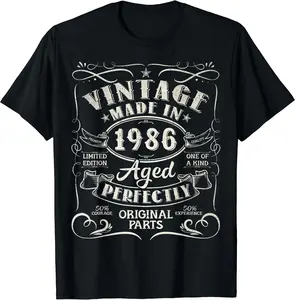 Vintage 39th Birthday Decorations Men Funny 1986 39 Birthday T-Shirt