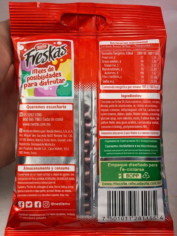 FRESKAS NESTLE - CARAMELO ESPONJADO CUBIERTOS DE CHOCOLATE CON LECHE - 35 GRAMS PER BAG - PRODUCT OF MEXICO