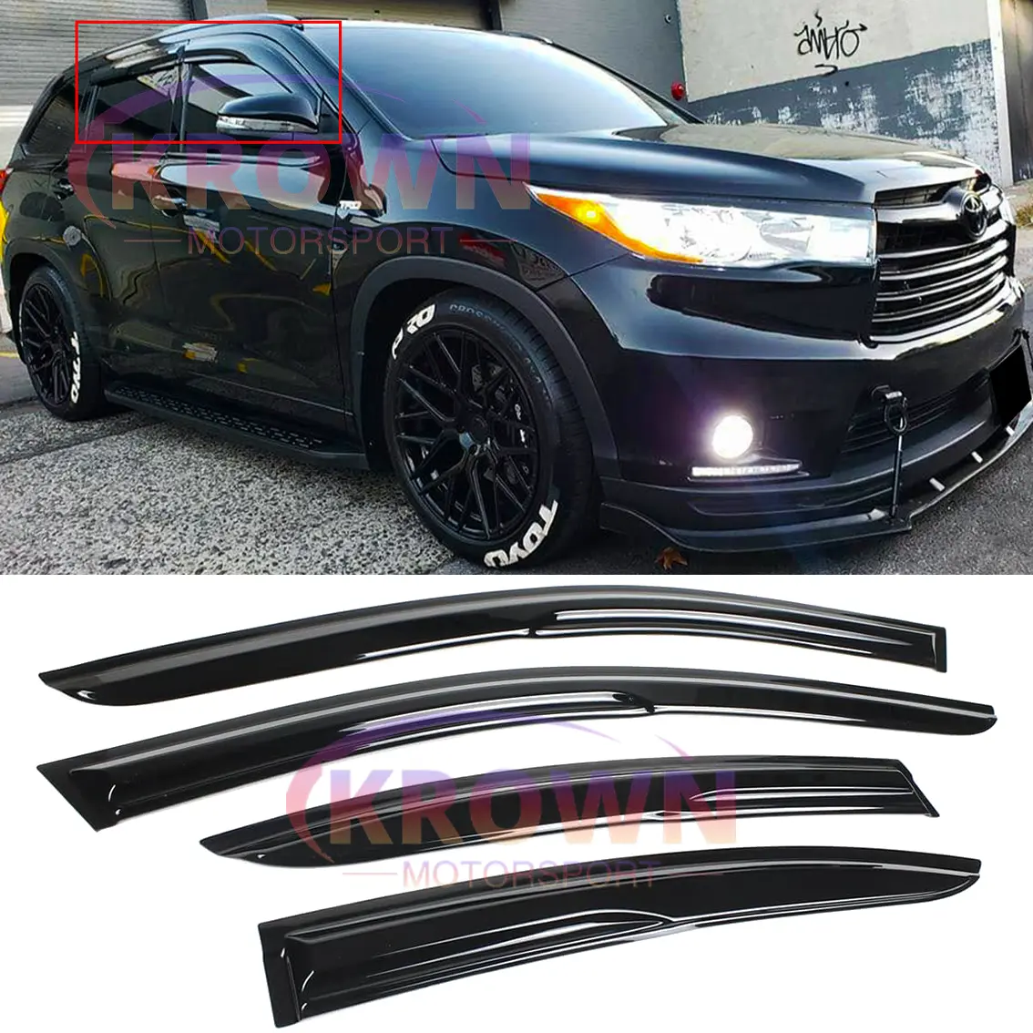 FOR 2014-2019 TOYOTA HIGHLANDER JDM 3D MUGEN STYLE WINDOW VISOR VENT RAIN GUARD