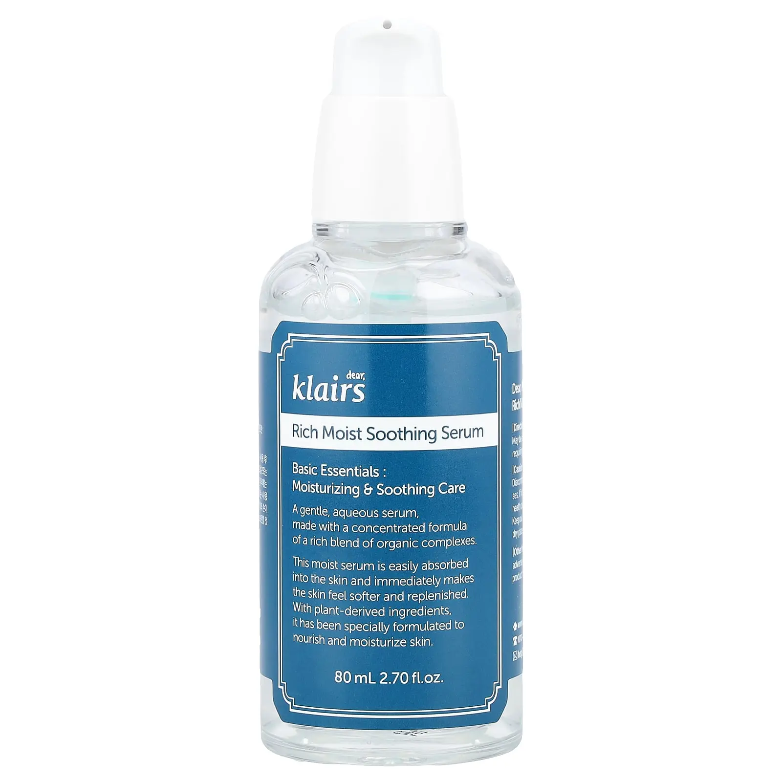 Dear, Klairs Rich Moist Soothing Serum, Unscented, 2.7 fl oz (80 ml)